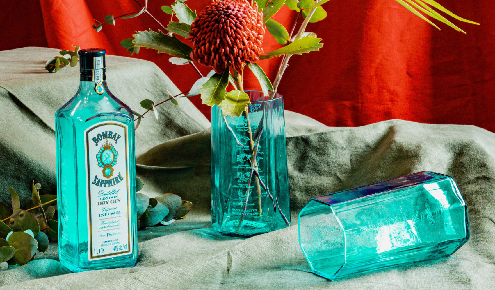 Vases made from used Bombay Sapphire Bottles in Canberra, Australia