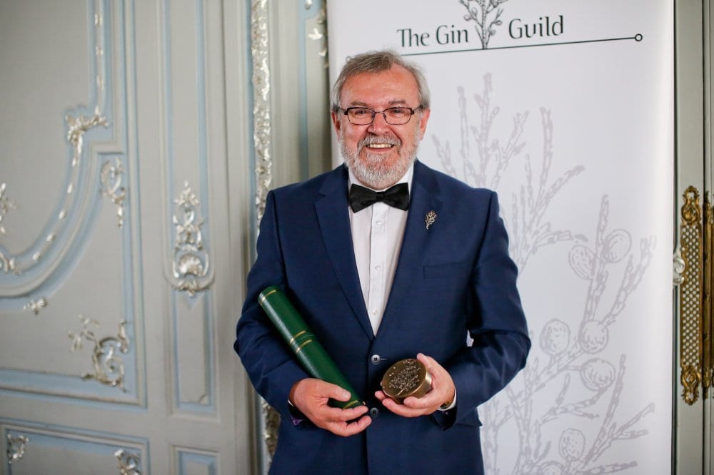 Tom Nichol with his Gin Guild Lifetime achievement award in 2015