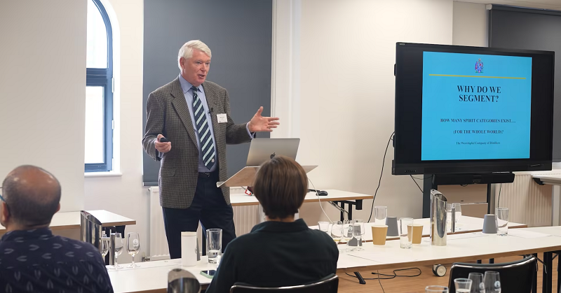 Martin Riley - Gin Guild Board member presenting at the Business of Spirits Course